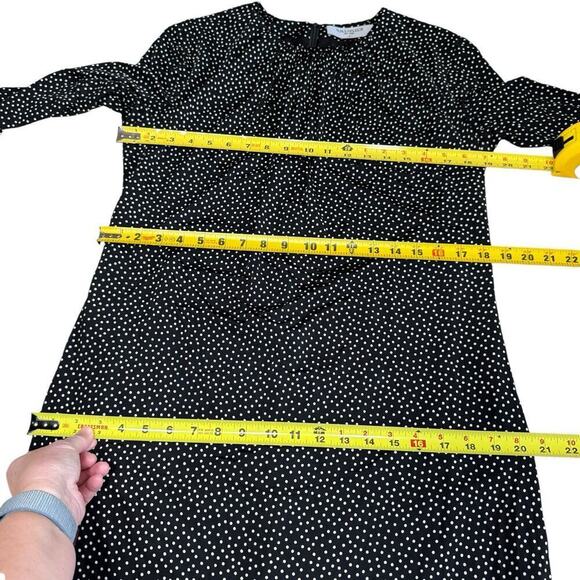 MM Lafleur Juliana Dress Pin Dot Jersey Large Black Polka Dot Classic Preppy - Picture 6 of 8